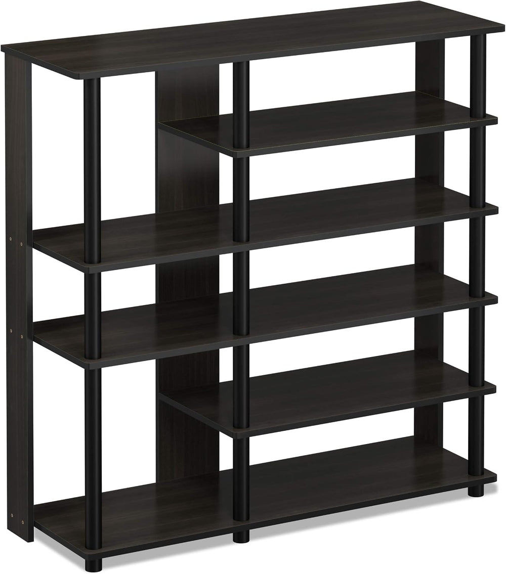 Furinno Turn-N-Tube Multi Storage Shoe Rack, 35.2"W 6-Tier, Espresso/Bla...