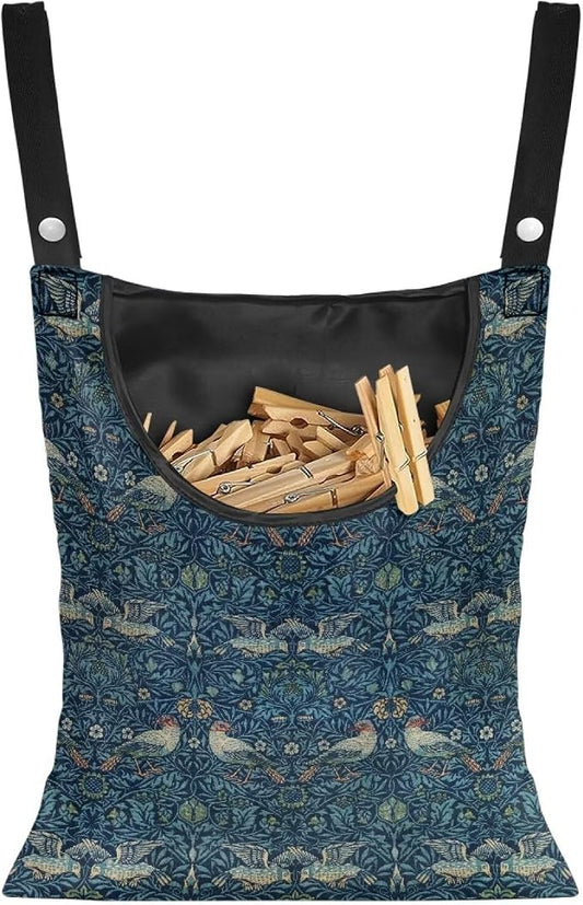 William Morris Bird Print Ultimate Clothespin Storage System 14.5"x12" by ZCFYGDX