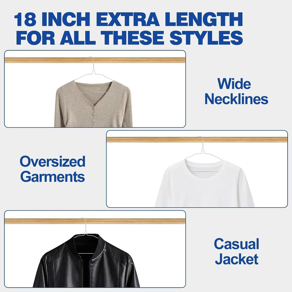 18" Wire Metal Clothes Hangers Bulk 100 Pack, Ultra Thin, Silver