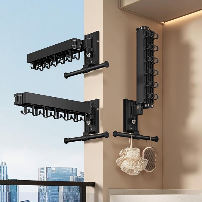 Wall Mounted Collapsible Clothes Drying Rack, Space-Saving Laundry Drying Rack - Image 2