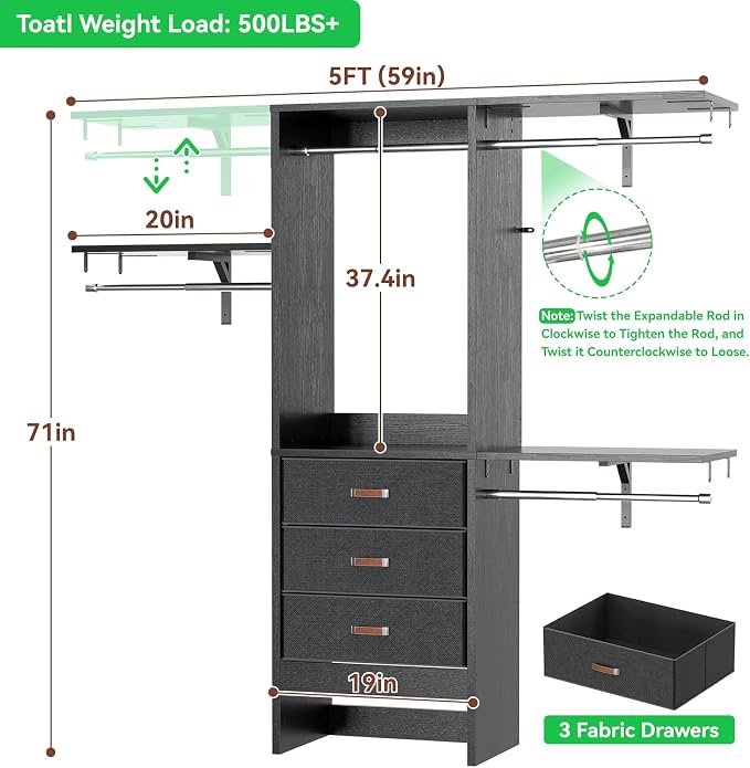 Armocity 5FT Small Closet System - Image 7
