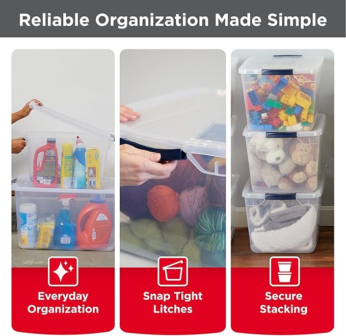 Rubbermaid Cleverstore Clear 32 Qt, 6 Pack Stackable Plastic Storage Bins - Image 3