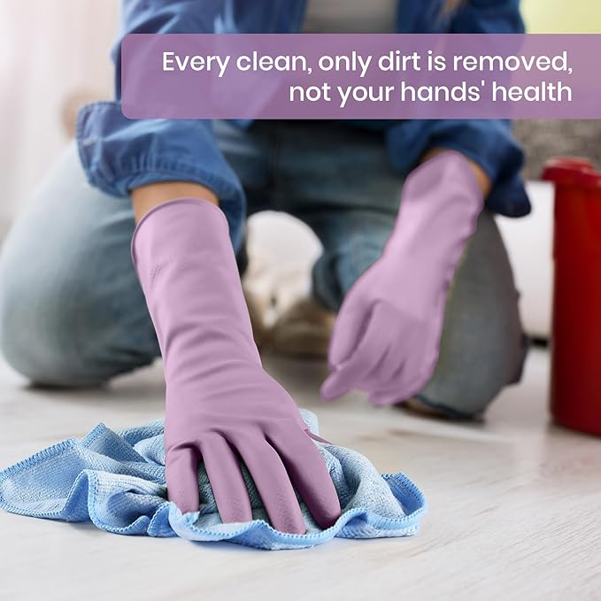 Rubber Cleaning Gloves for Dishwashing, 4 Pairs Reusable Kitchen Gloves for - Image 5