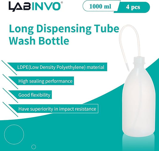4pcs of Economy Wash Bottles, Vol.1000ml, Narrow-Mouth Squeeze Bottles Bottles - Image 2