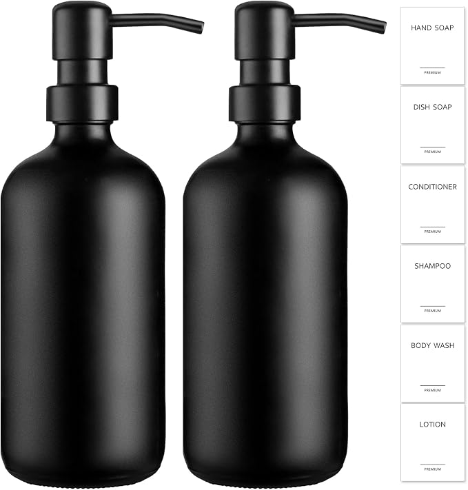 GMISUN Black Soap Dispenser, 2 Pack Matte Black Hand Soap Dispensers by GMISUN
