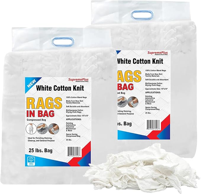 Premium White T-Shirt Cleaning Rags – White Cotton Rag by SupremePlus