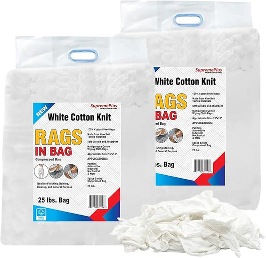 Premium White T-Shirt Cleaning Rags – White Cotton Rag by SupremePlus