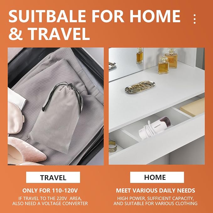 1000w Travel Garment Steamer for Clothes: Foldable Portable Handheld Clothing - Image 5