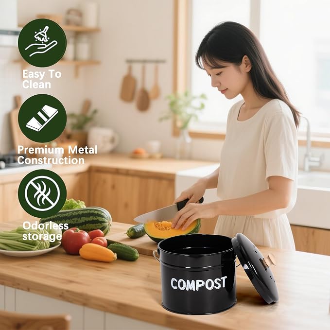Compost Bin for Kitchen Counter, 1 Gallon Compost Bucket - Image 8