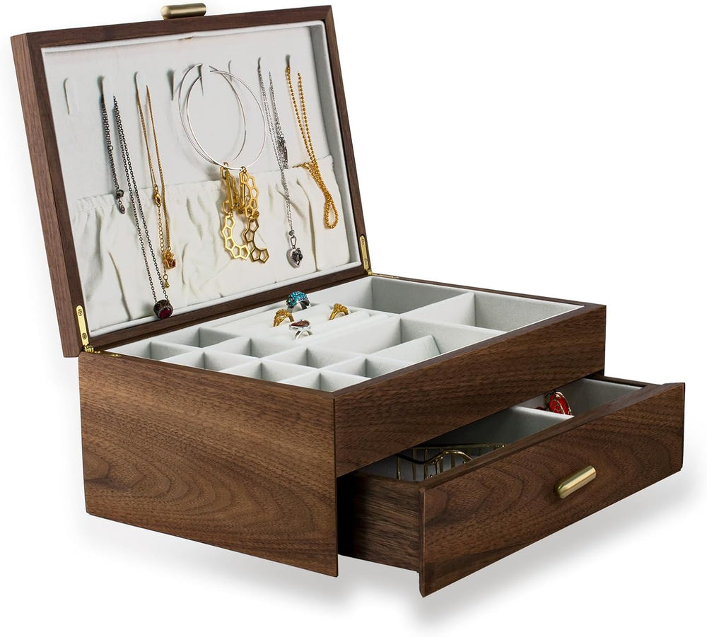 High-end Solid Wood Jewelry Storage Box Ladies Retro Wooden Necklace Jewelry ...
