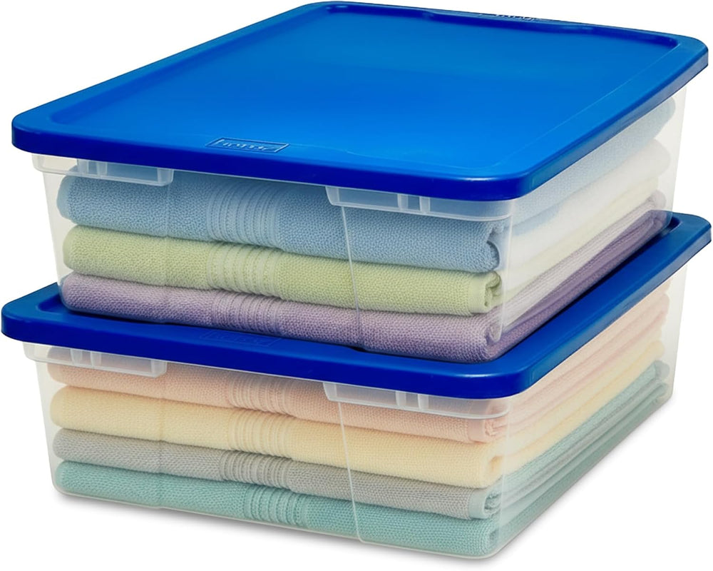 HOMZ Snaplock, Small Clear Plastic Storage Organizer Bins with Lids, 2 Pack