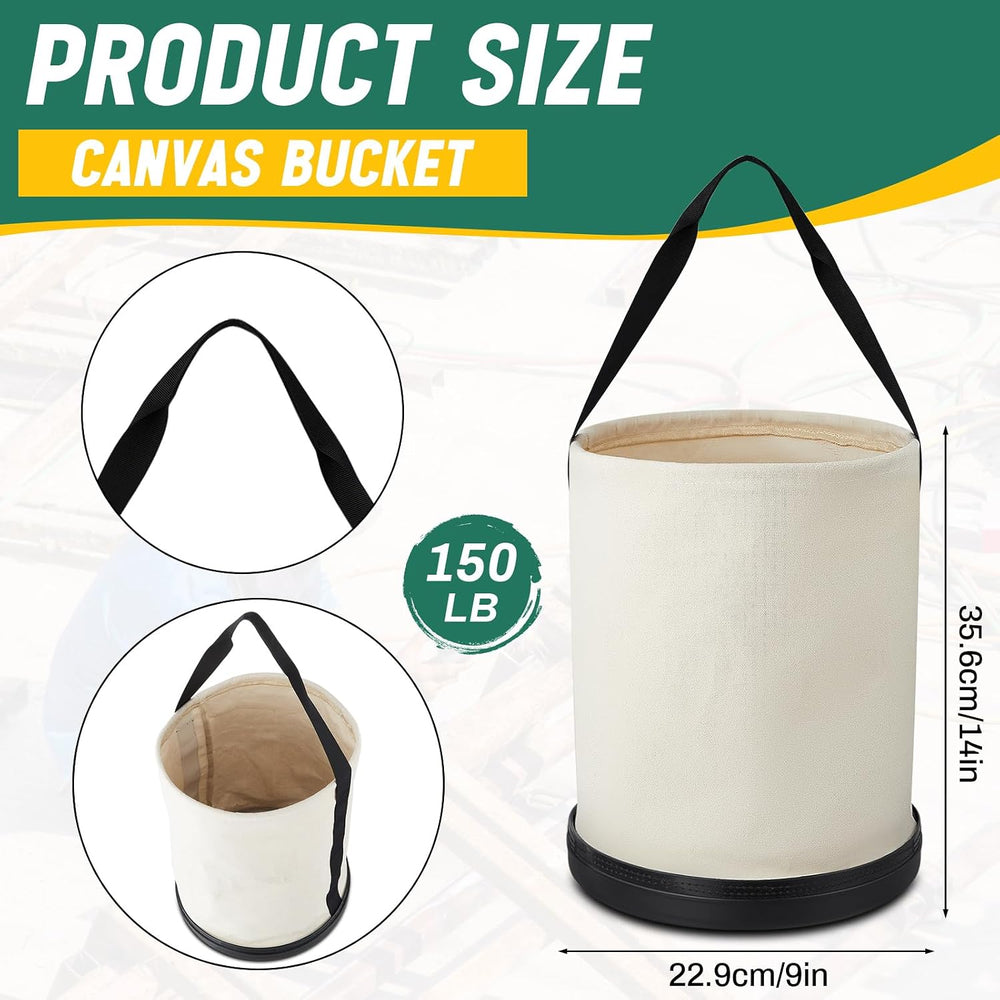 2 Pack Utility Canvas Tool Bucket 9" D x 14" H All Purpose Canvas B...
