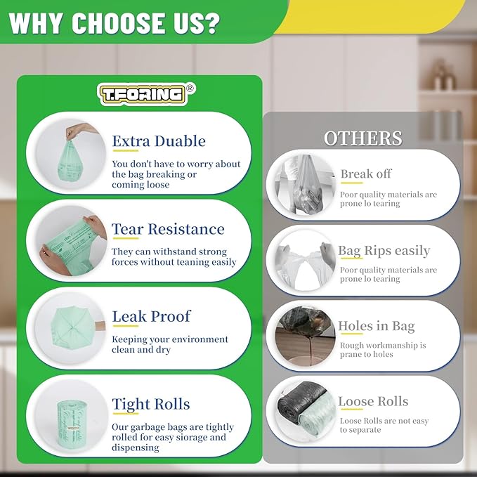 Compostable Trash Bags, 3-4 Gallon, 15 L, Extra Thick 0.8 Mil, Small Kitchen - Image 2
