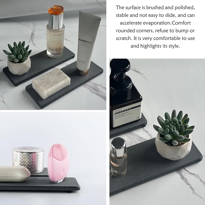 2 Pcs Water Absorbing Stone Trays, Kitchen/Bathroom Sink Soap Dish, Diatomite - Image 8