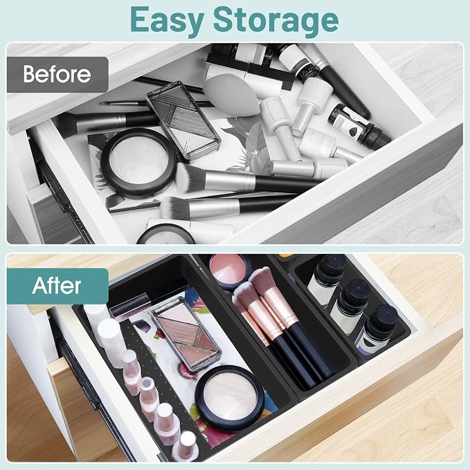 WOWBOX 25 PCS Plastic Drawer Organizer Set, Desk Drawer Divider Organizers and - Image 4