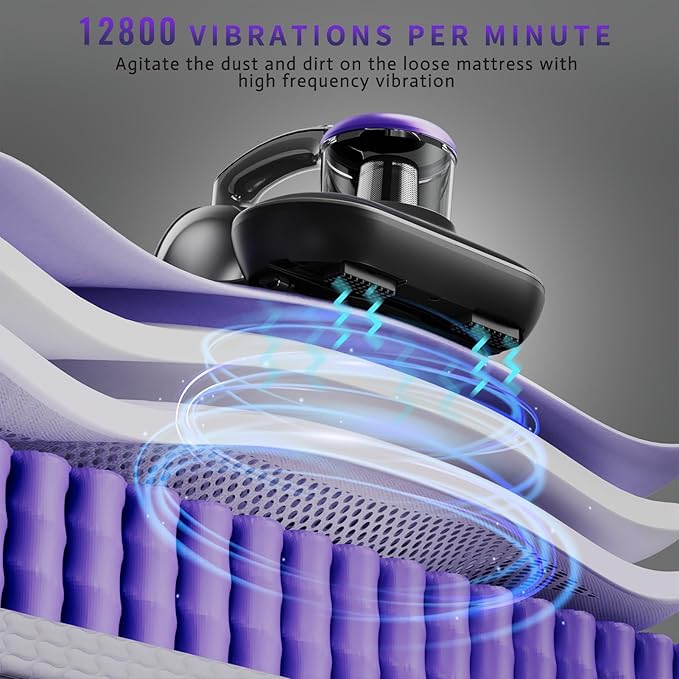 Mattress Vacuum Cleaner, Handheld UV Bed Vacuum Cleaner 16KPa & 12800 - Image 2