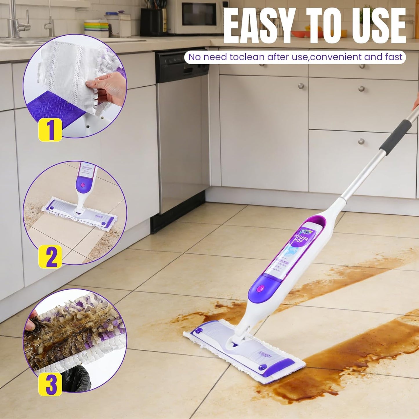12 Pcs Power Mop Refills Pad, 5X Cleaning Multi-Surface Replacement for Swiffer Power Mop, Wet Pads Refill for Wood Floors & More, Compatible with Swiffer PowerMop Pads & Mopping Refills