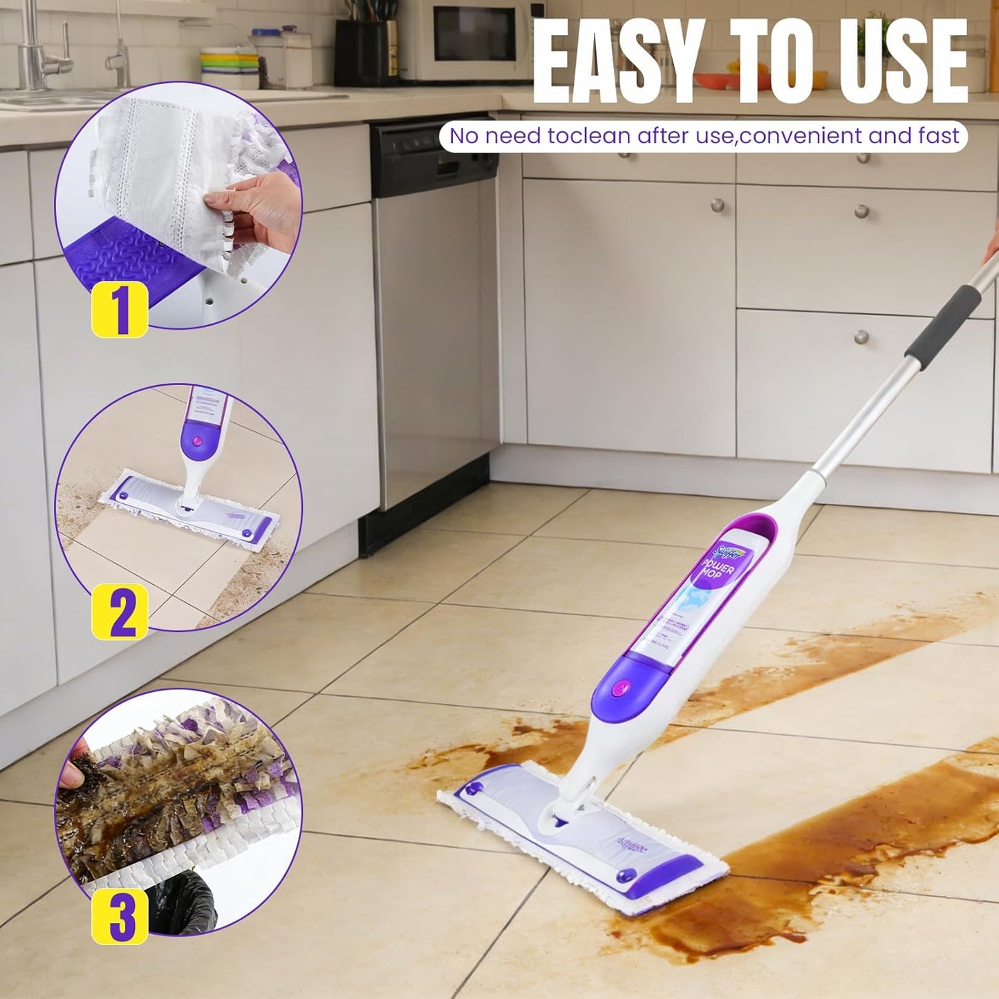 12 Pcs Power Mop Refills Pad, 5X Cleaning Multi-Surface Replacement for Swiffer Power Mop, Wet Pads Refill for Wood Floors & More, Compatible with Swiffer PowerMop Pads & Mopping Refills