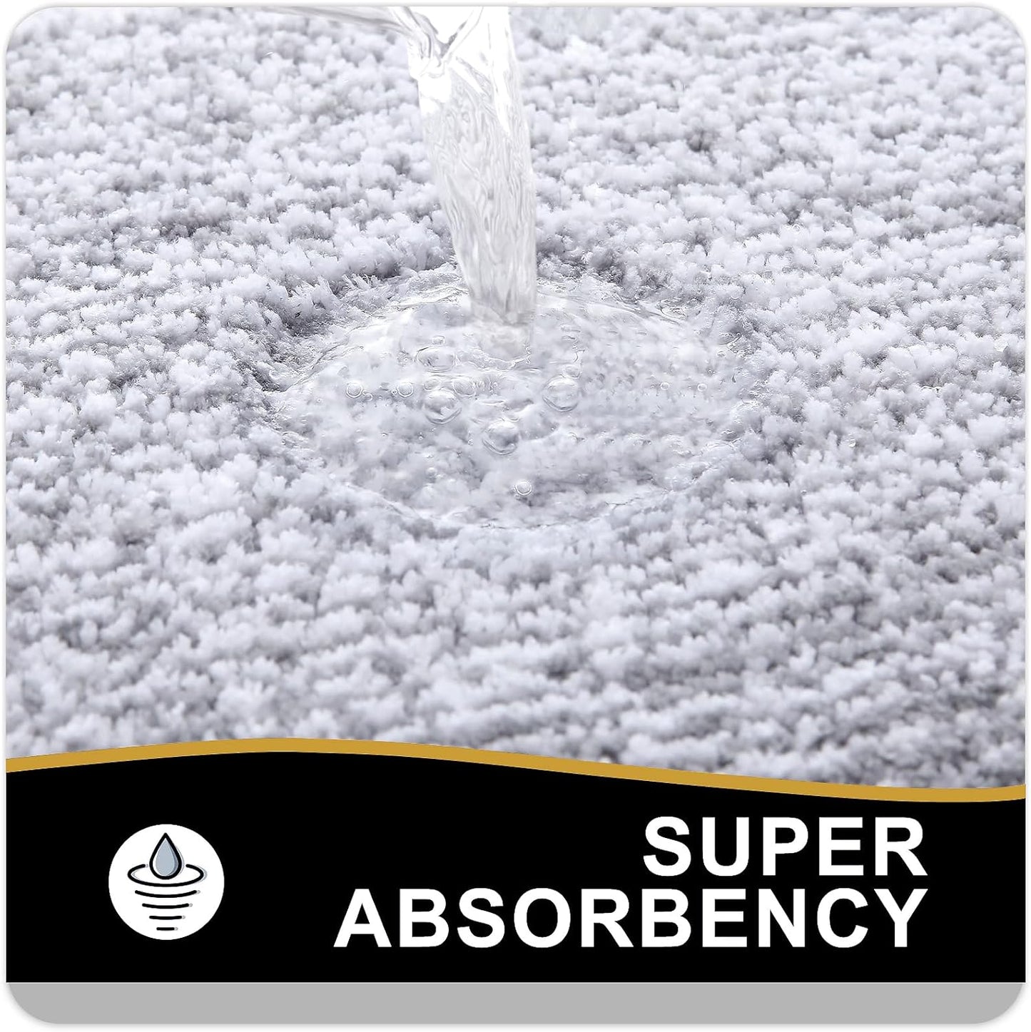 OLANLY Small Bathroom Rugs 24x16, Extra Soft and Absorbent Microfiber Bath Rugs, Non-Slip, Machine Washable, Quick Dry Shaggy Bath Carpet, Bath Mats for Bathroom Floor, Tub, Shower, Grey
