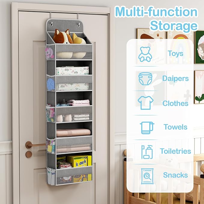 LAMU 5 Tier Over the Door Organizer Hanging, 5 Large Pockets and 10 Side - Image 6
