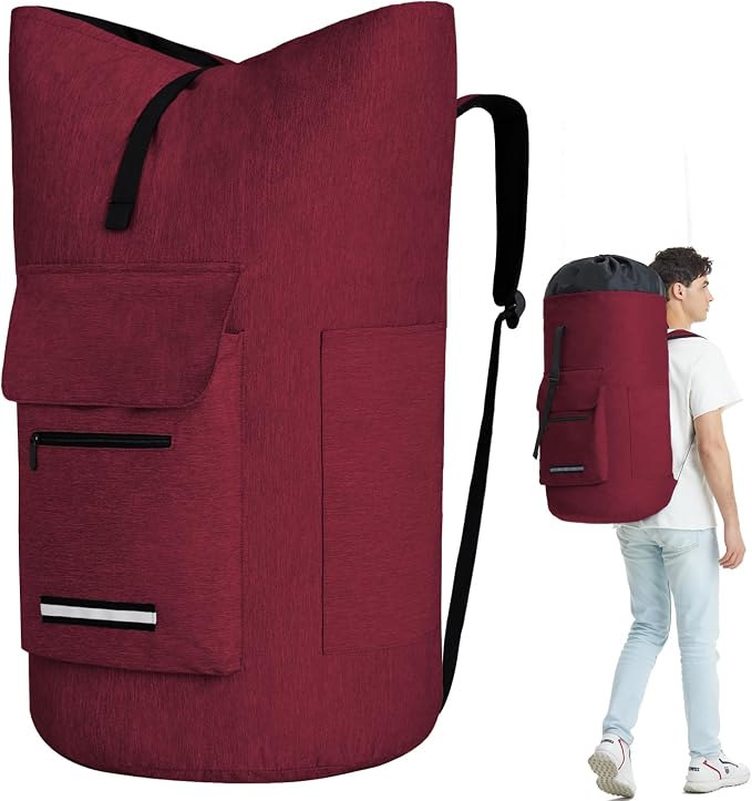 Laundry Bag With 4 Pockets，Laundry Bag With Shoulder Straps，Sturdy Laundry by QUOVEXA-SimplifyYourDay