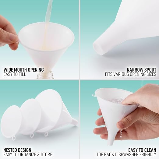 Zulay Kitchen 3-Piece Plastic Funnel Set - Image 4