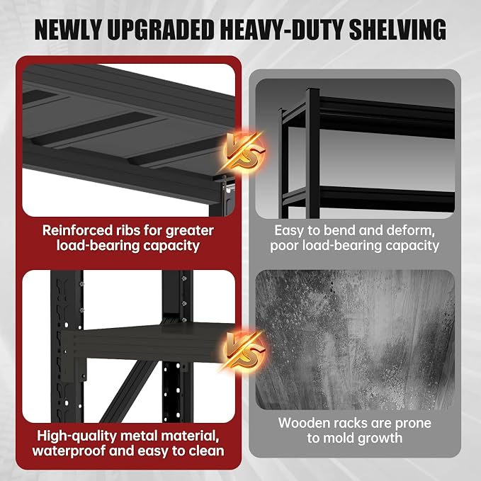 60" W Storage Shelves Heavy Duty, 4 Tier Metal Garage Shelving Units, 5000LBS - Image 5