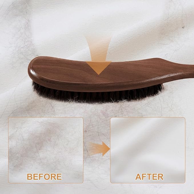 2 PCS Wood Felt Brush, Large Black Walnut Wood Handle Boar Bristle Lint Brush - Image 3