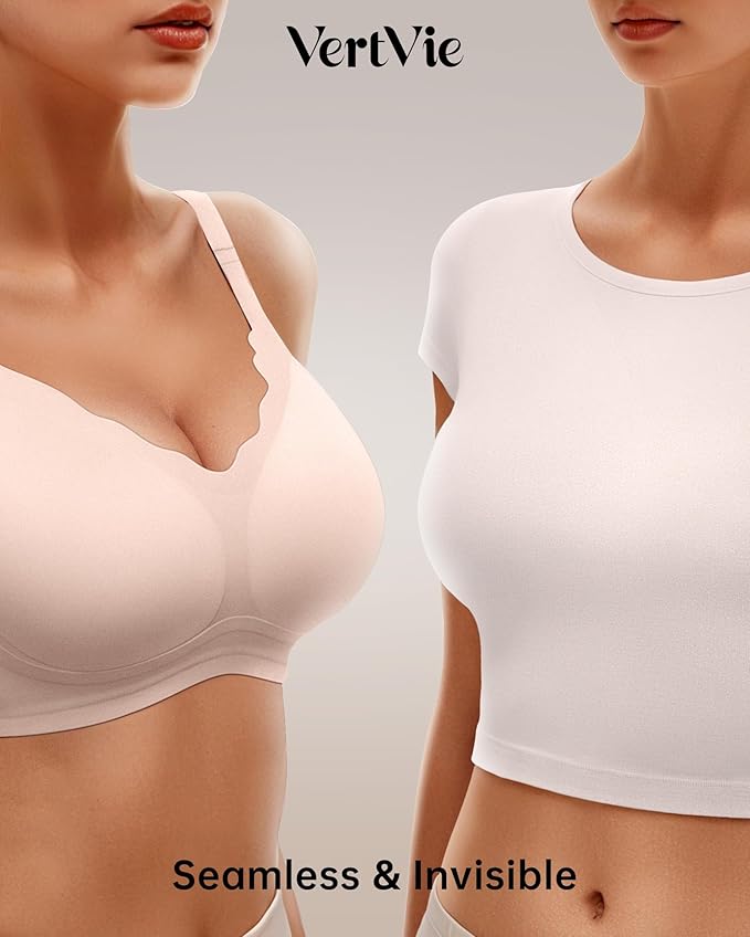 Vertvie Womens Seamless Bras No Underwire Supportive Wireless Push Up Full - Image 4