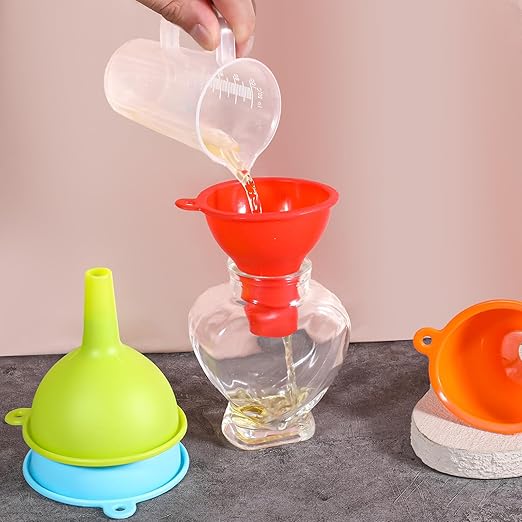 4 Pack Kitchen Silicone Funnel, 4 Colors Kitchen Funnel Set Wide Mouth Funnels - Image 5