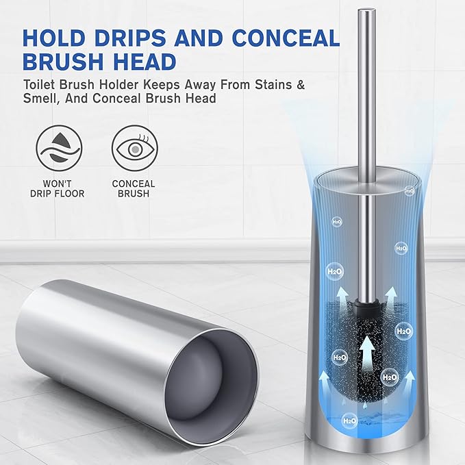 Toilet Brush and Holder, 2 Pack Toilet Brush Stainless Steel, Toilet Bowl Brush - Image 5