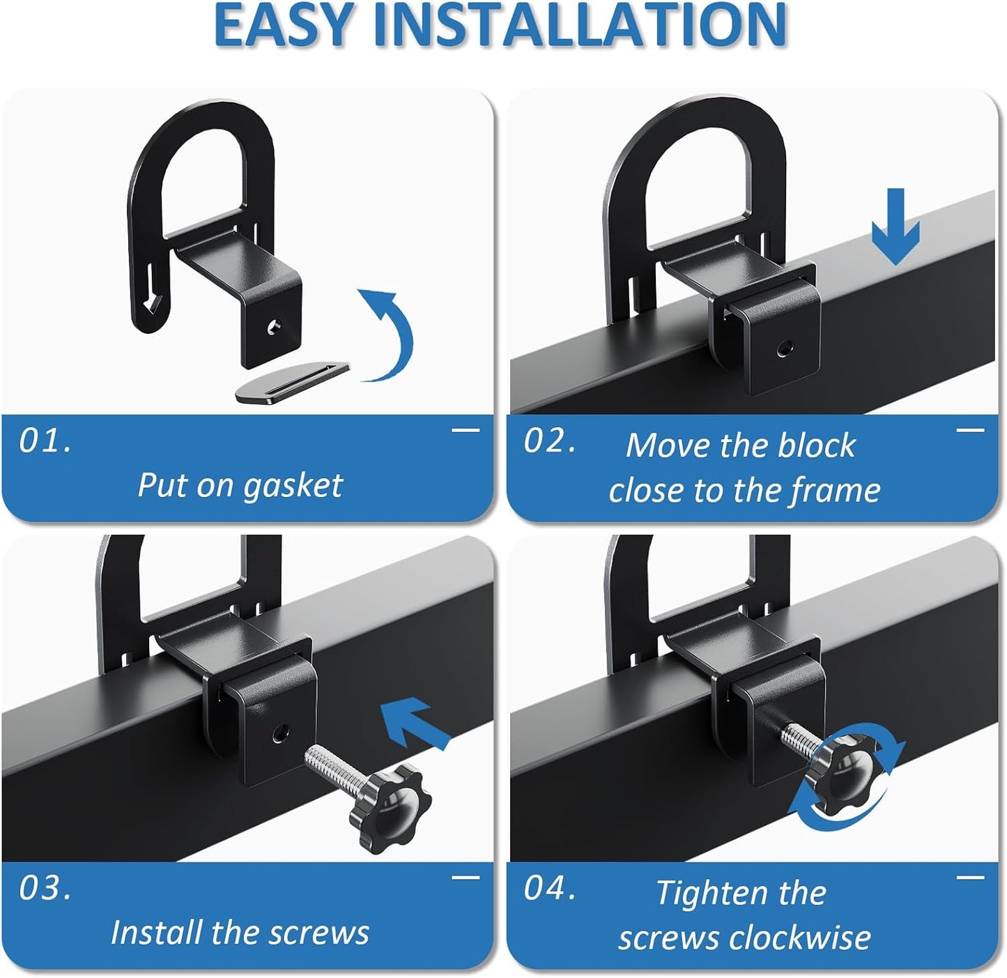 6 Pcs Non-Slip Mattress Grippers for Metal Bed Frame, Heavy Duty Mattress Gaskets, Keep Mattress from Sliding, Adjustable Anti-Slide Brackets, Black