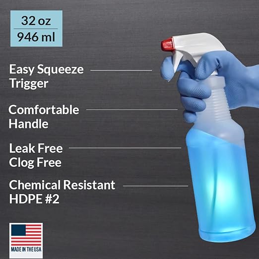 Pinnacle Mercantile Plastic Spray Bottles Leak Proof Technology Empty 32 oz - Image 5