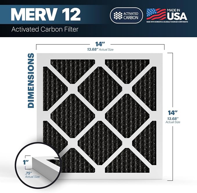 BNX TruFilter 14x14x1 MERV 12 Odor Defense AC Furnace Air Filter - Image 2