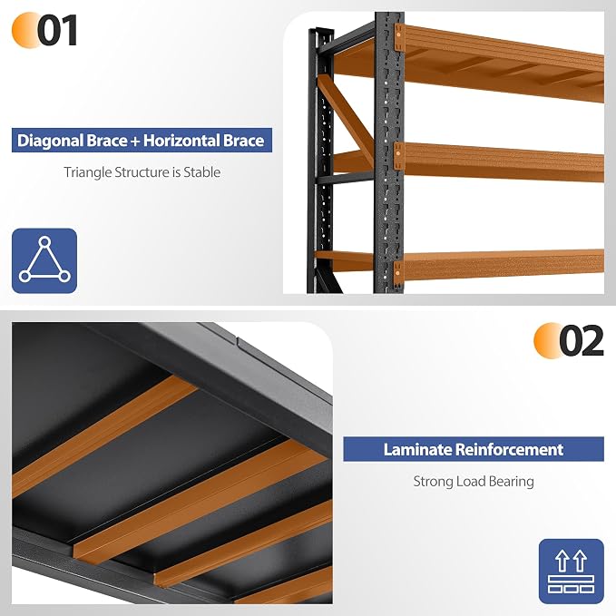 5000LBS Storage Shelves, Adjustable Industrial Shelving, 4 Tier Metal Shelving - Image 7