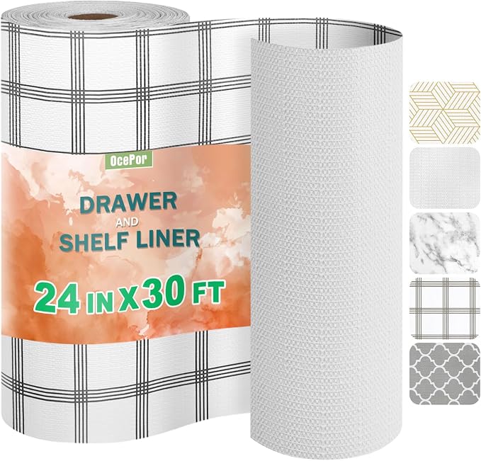 OcePor Non-Adhesive Drawer and Shelf Liner 24IN x 30FT，Non Slip Cabinet and by OcePor