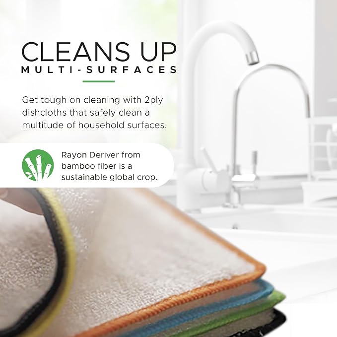 Whiffkitch Dishcloths Dishrags for Kitchen and Household Cleaning 9x9 6-Pack - Image 3