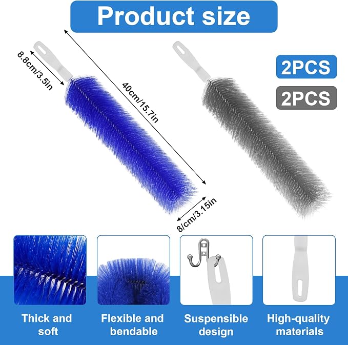 4 Pcs Cobweb Duster, Bendable Fan Cleaner Brushes Set Reusable, Plastic - Image 2