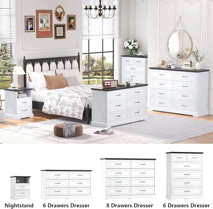8 Drawer Dresser for Bedroom, Rustic Farmhouse Dresser - Image 5