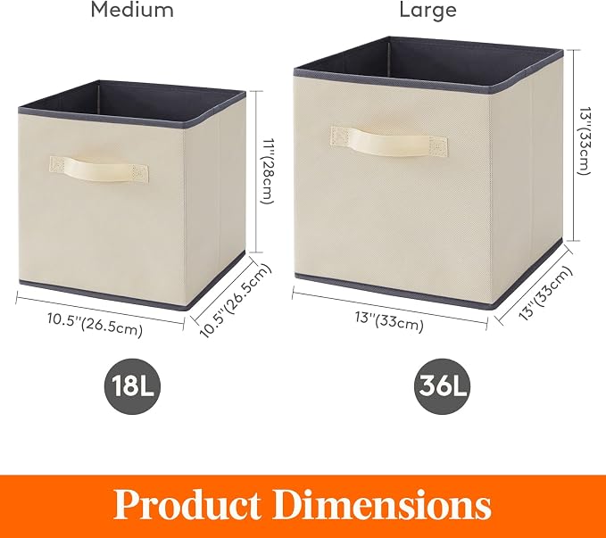 Lifewit Collapsible Fabric Storage Cubes Bins Set 11 Inch, Foldable Cubby - Image 2