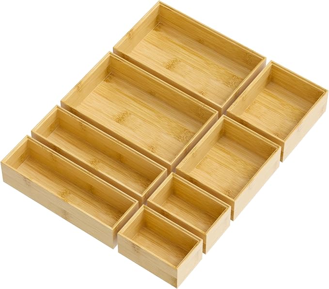 Bathroom Drawer Organizer Trays, Bamboo Silverware Drawer Organizer Kitchen - Image 8