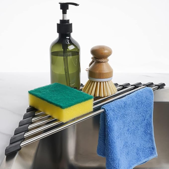 Tomorotec Foldable Stainless Steel Triangle Roll-Up Dish Drying Rack by Tomorotec
