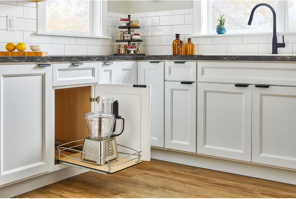 Rev-A-Shelf Pull Out Kitchen Cabinet Storage Organizer with Solid Bottom and ...