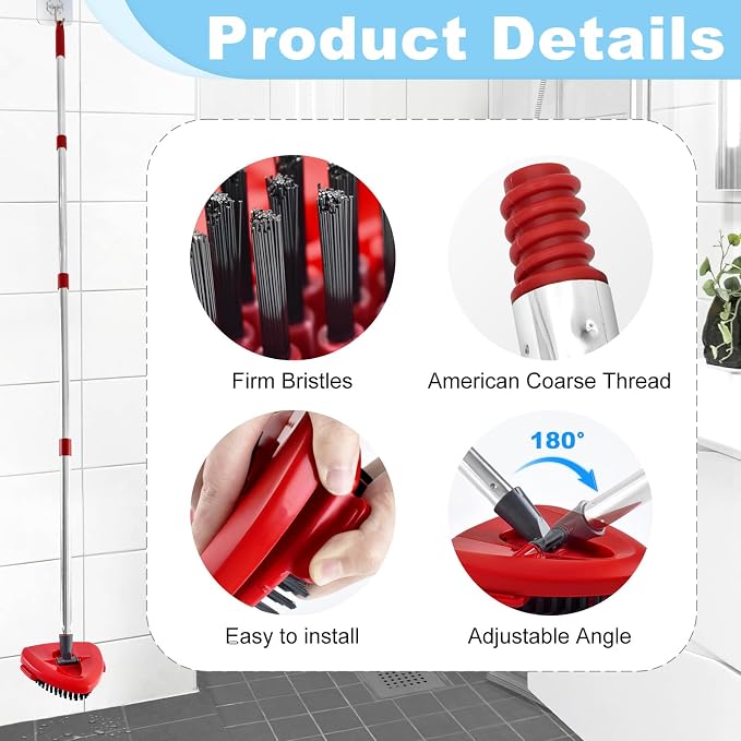 Spin Mop Handle for O-Cedar, Scrub Brush and Mop Base Compatible - Image 3