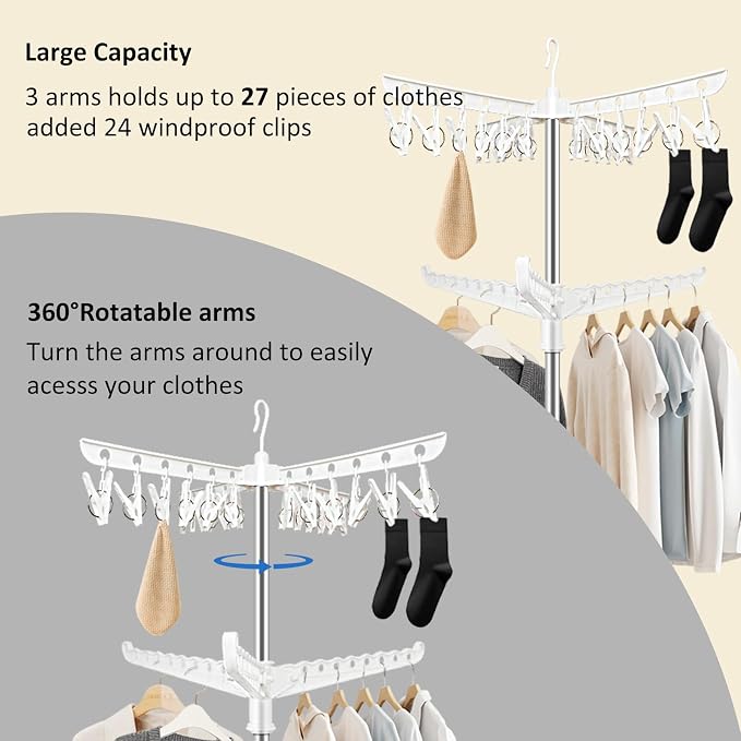 SUYU Clothes Drying Rack, Folding Clothes Drying Tree, 2 Layer - Image 3