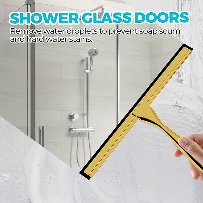 2PACK 12-Inch Golden All-Purpose Shower Squeegee - Image 3