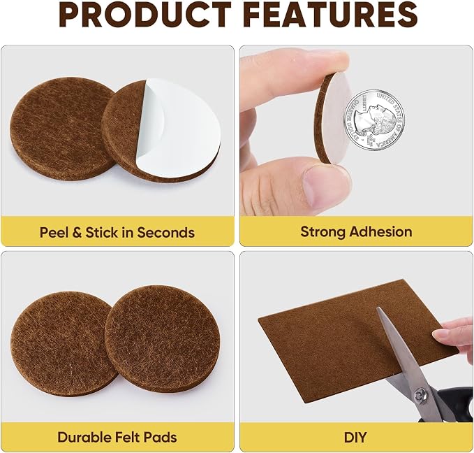 BALEINE 300PCS Felt Furniture Pads, Scratch-Reducing Floor Protectors - Image 4