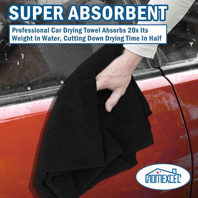 HOMEXCEL Professional Large Microfiber Car Drying Towels 4 Pack, Lint Free - Image 5