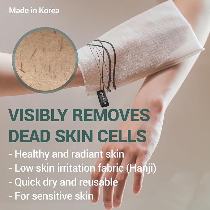 DEARCUS Korean Exfoliating Washcloth Towel 2Pcs, Hanji Bath Washcloths Mitt - Image 2