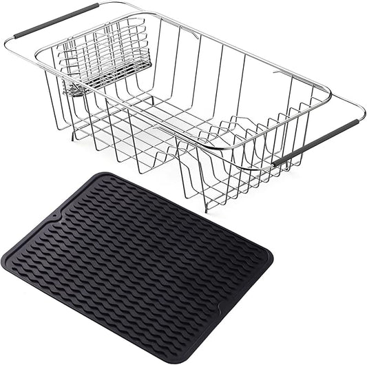 Stainless Steel Dish Drying Rack, Expandable Fruit & Vegetable Drain Rack over by NiuYichee